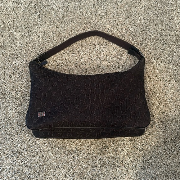 GUCCI GG MONOGRAMED brown canvas shoulder bag. Comes with dust bag - Picture 3 of 12